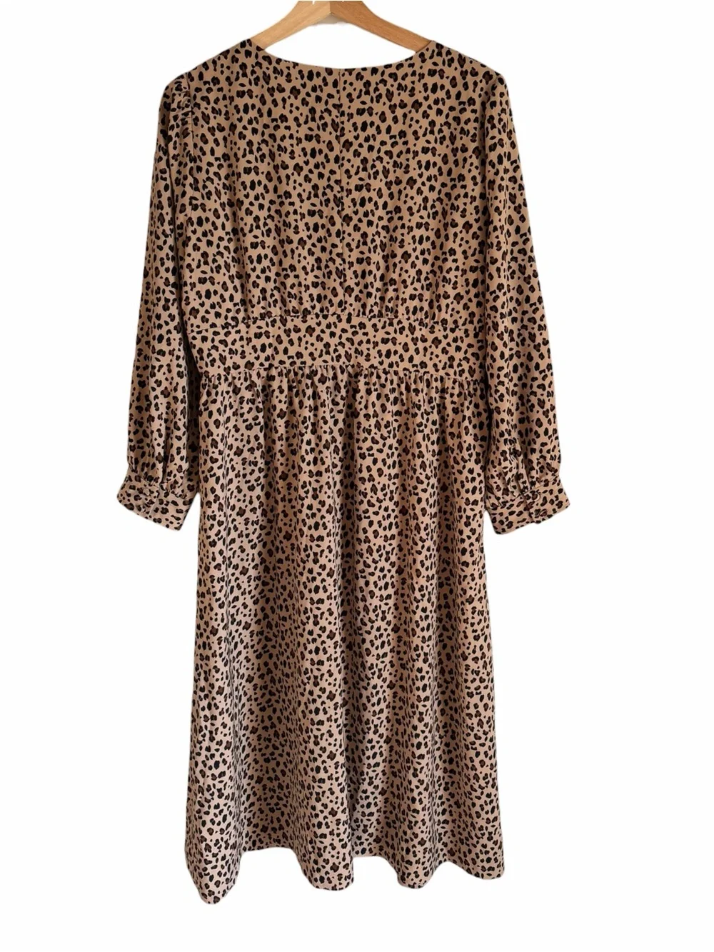 J. Crew Button-Front A-Line Midi Leopard Print Long Sleeve Dress Size 10